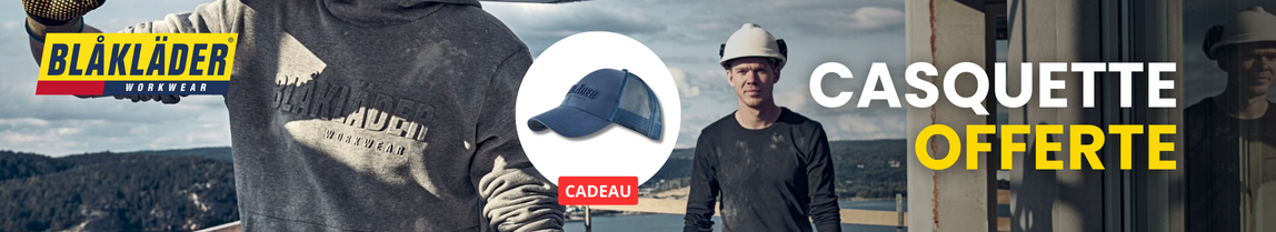 un sweat 3530 ou 4933 Blaklader acheté, une casquette baseball offerte.